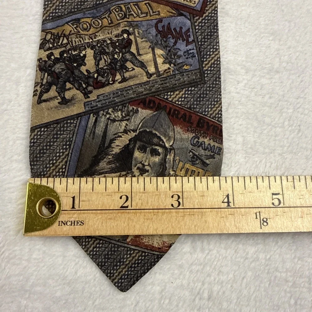 Guess Men's Necktie Tie Silk American Sports Vintage Posters Stripe Made USA 58